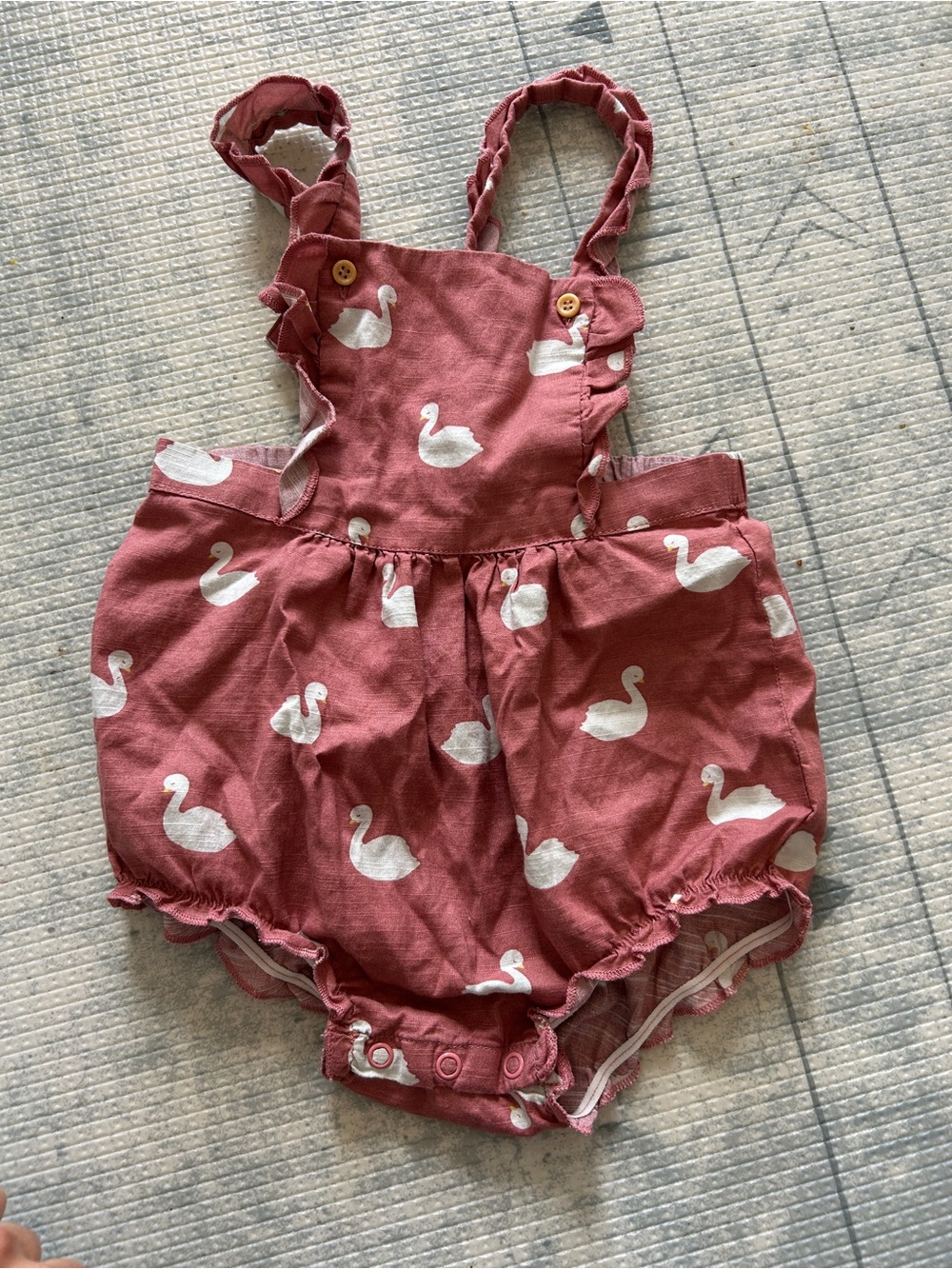 H&M Pink Swan Ruffle-Trim Baby Romper